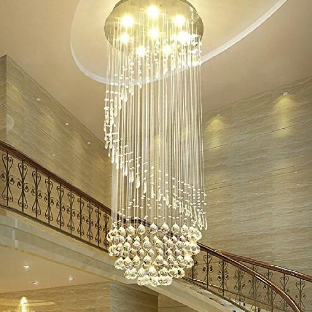 Lustre Spirale en Cristal K9 pour Escalier