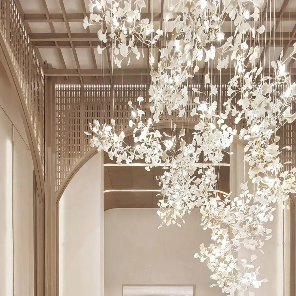 Lustre Floral Doré en Céramique