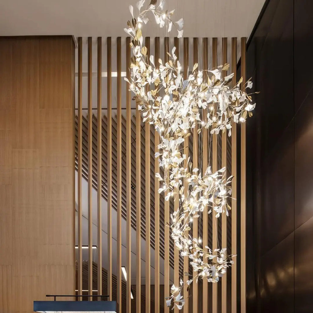 Lustre Floral Doré en Céramique