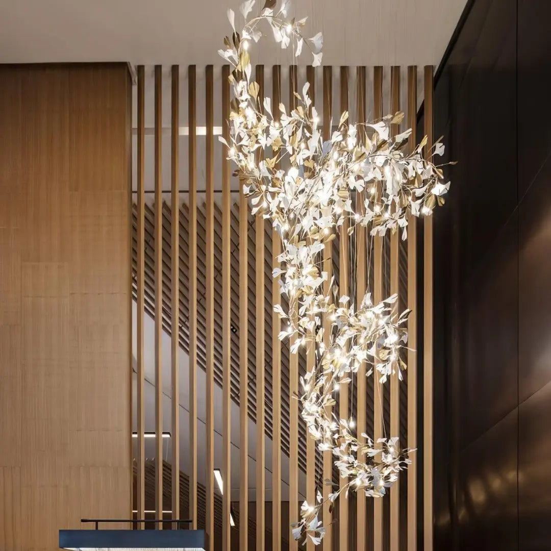 Lustre Floral Doré en Céramique