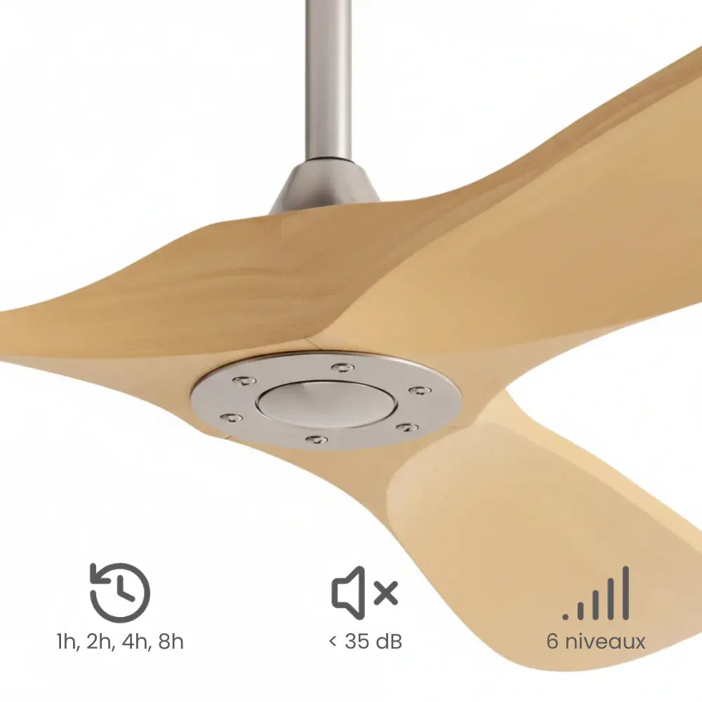Ventilateur de Plafond Silencieux Bois Clair Vintage