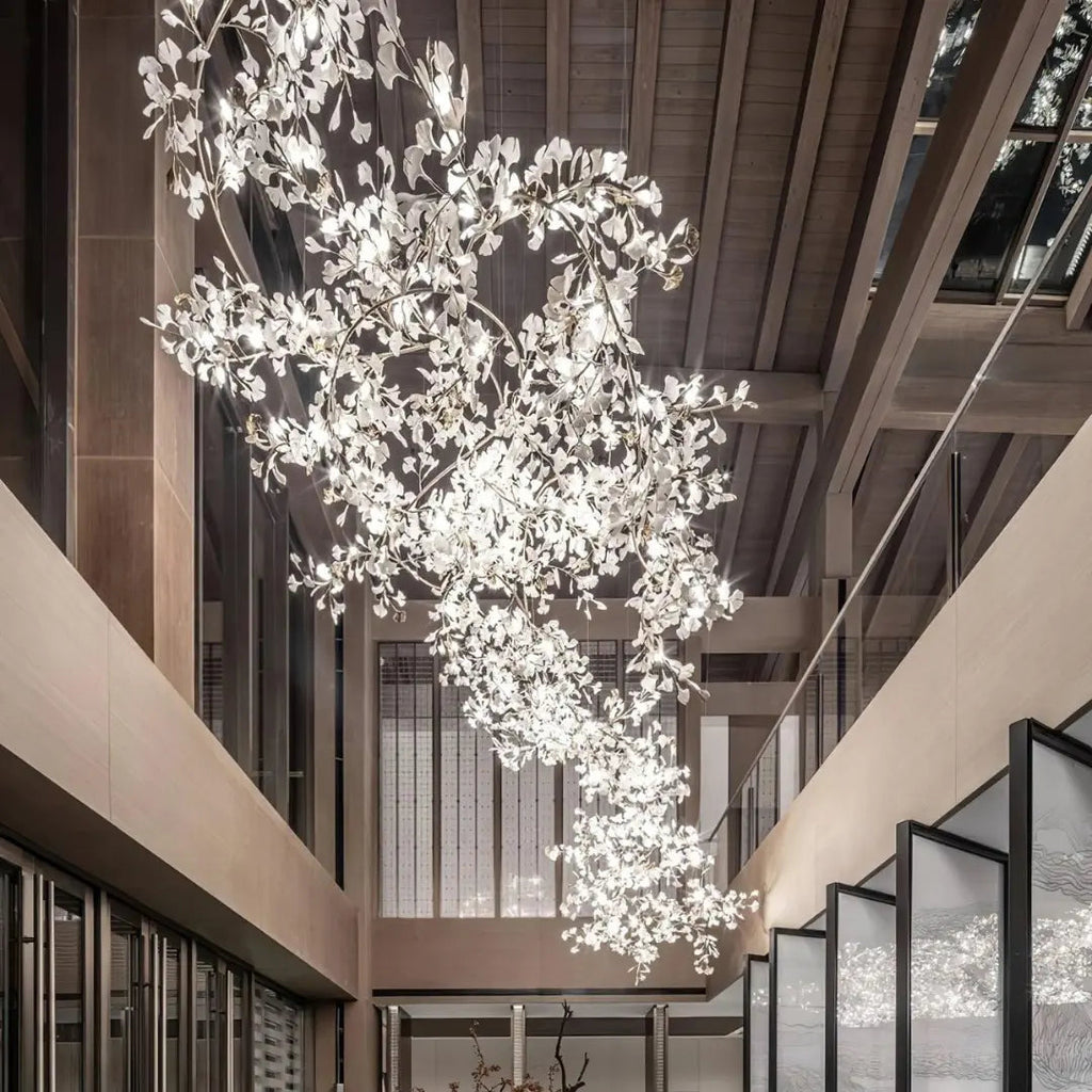 Lustre Floral Doré en Céramique