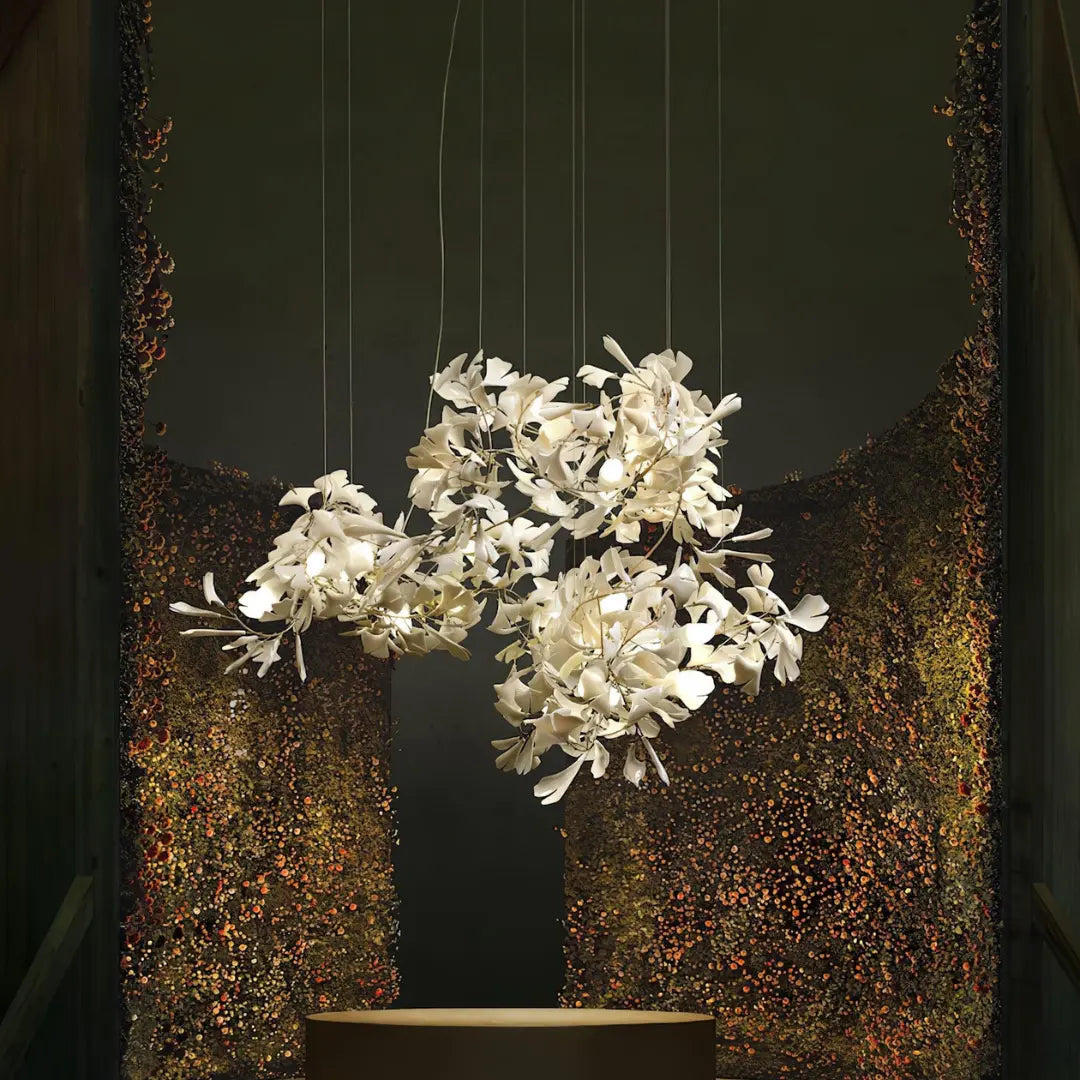 Lustre Floral Doré en Céramique