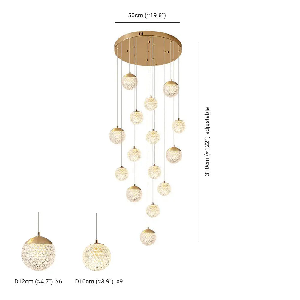 Lustre Bulle Doré en Acrylique