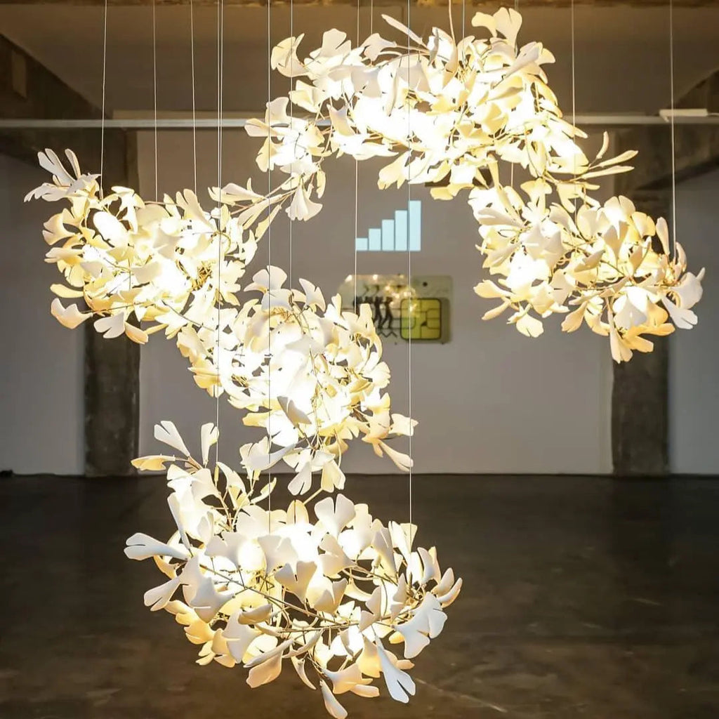 Lustre Floral Doré en Céramique