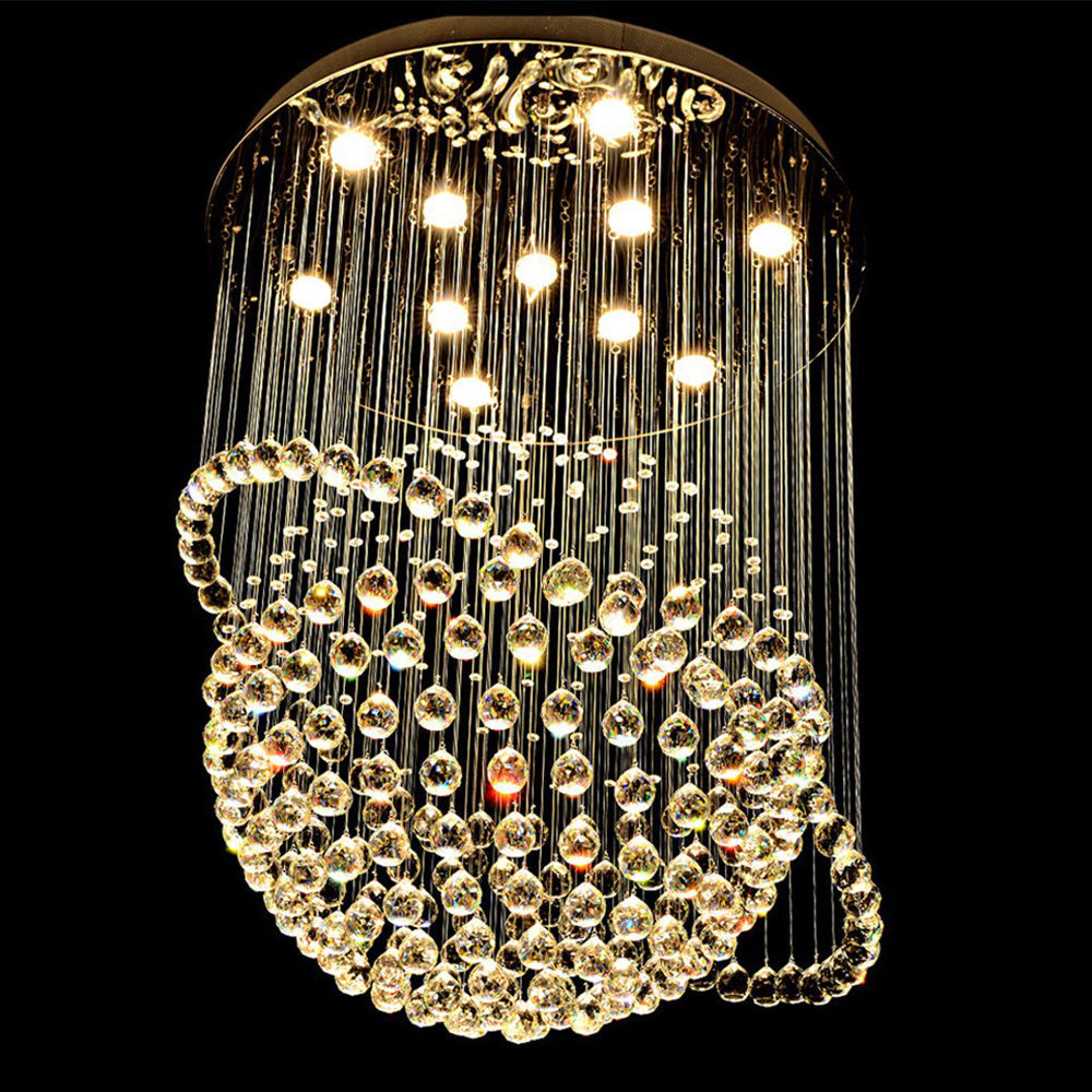 Lustre Sphère Cristal Argenté Salon