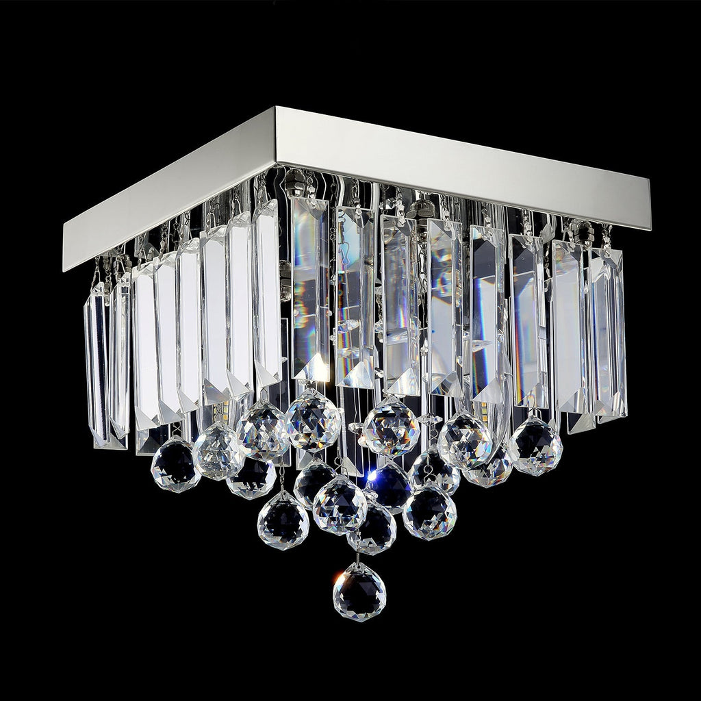 Lustre Carré Cristal Argenté Couloir