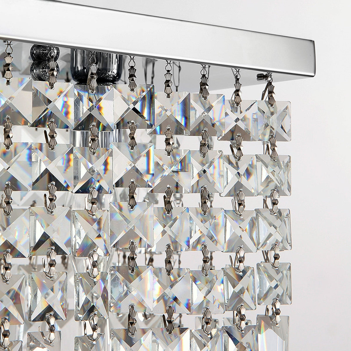 Lustre Rectangulaire Cristal Argenté 4 Lumières