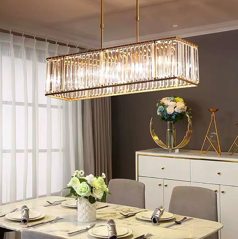 Lustre Rectangulaire Cristal Noir
