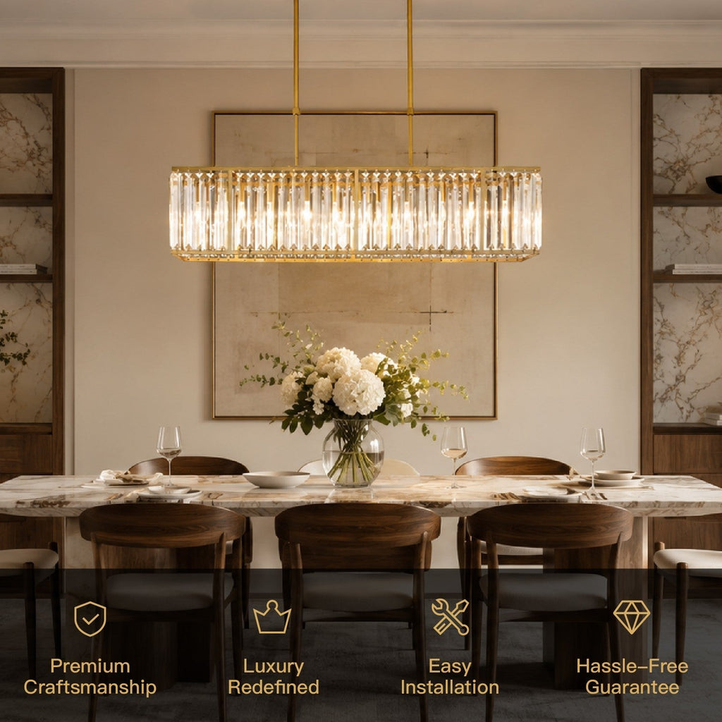 Lustre Rectangulaire Cristal Noir