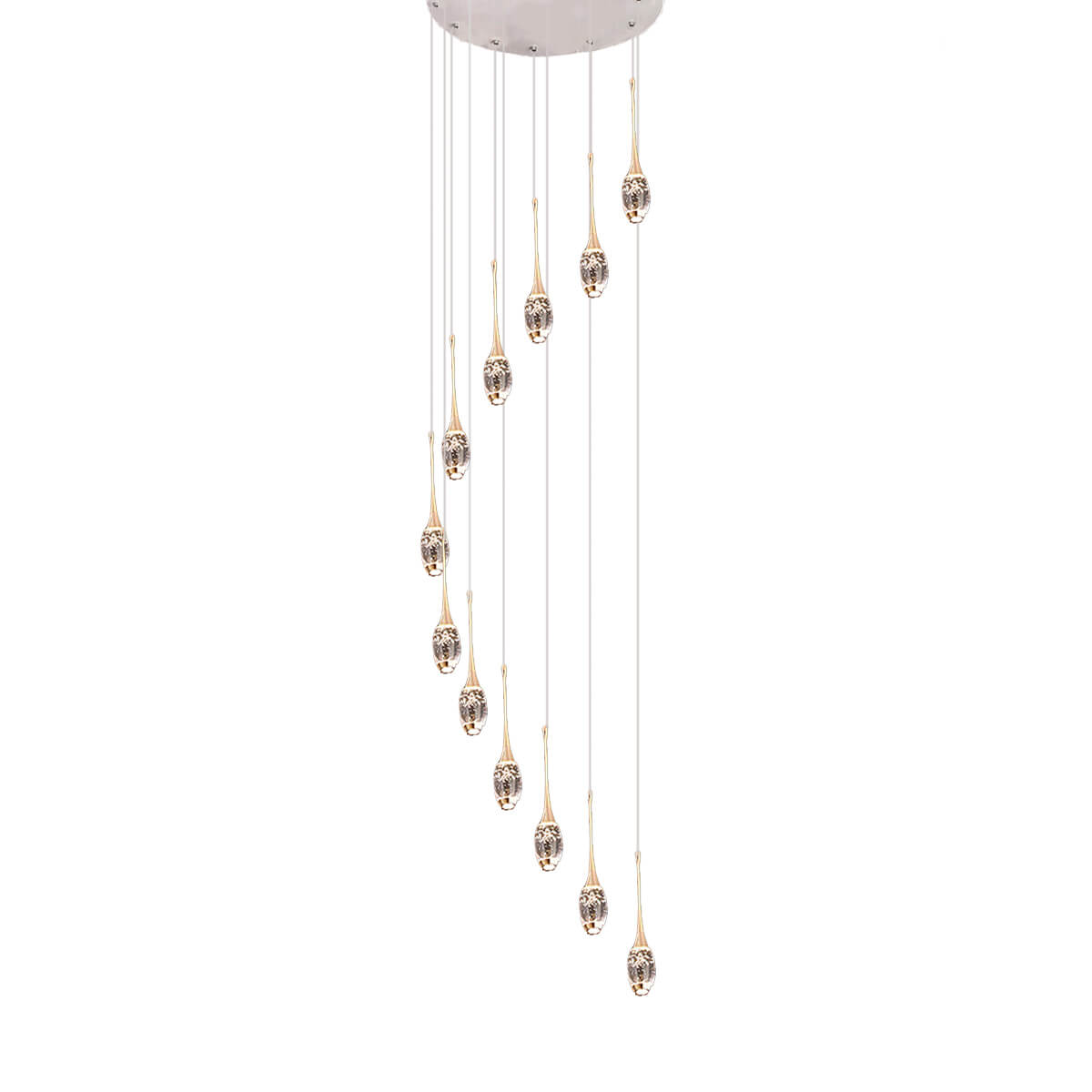 Lustre Rotatif en Cristal LED pour Escalier