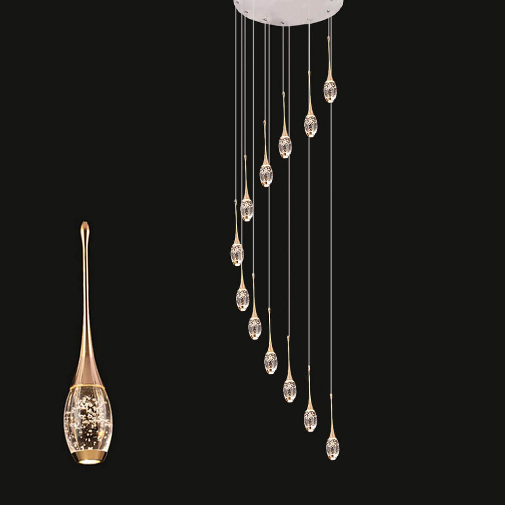 Lustre Rotatif en Cristal LED pour Escalier