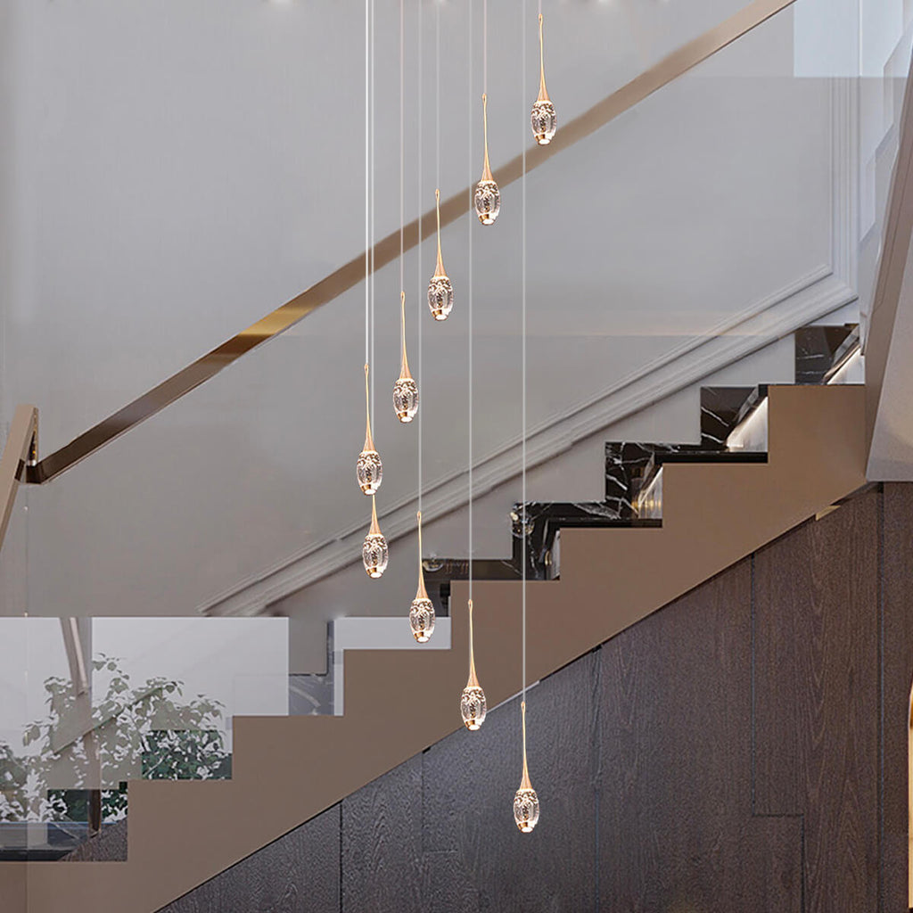 Lustre Rotatif en Cristal LED pour Escalier