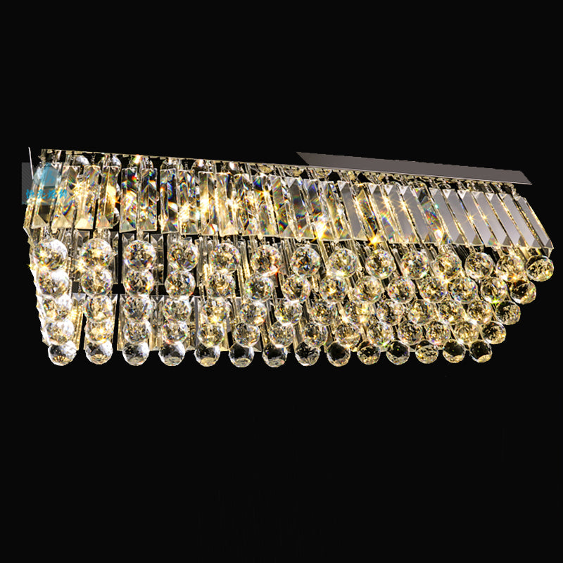 Lustre Rectangulaire Cristal Argenté Gouttes