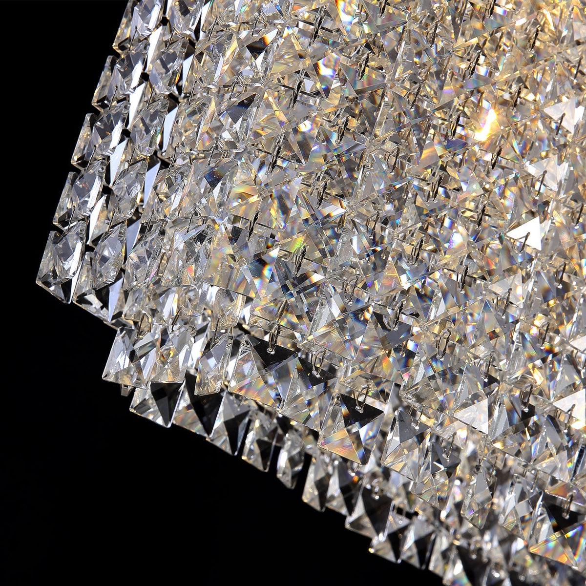 Lustre Rectangulaire Cristal Argenté Salle à Manger