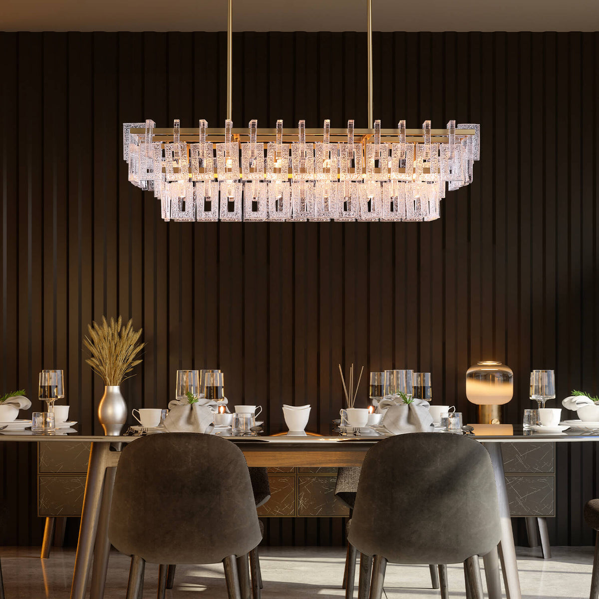 Lustre Rectangulaire Métal Salle à Manger