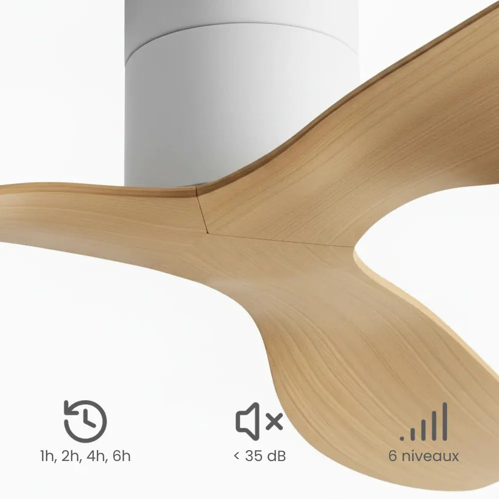 Ventilateur de Plafond Silencieux Design Plat Bois Clair
