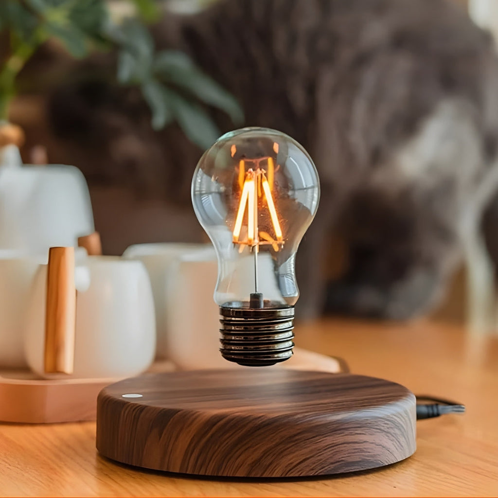 Lampe De Chevet Bois Ampoule Lévitation Magnétique