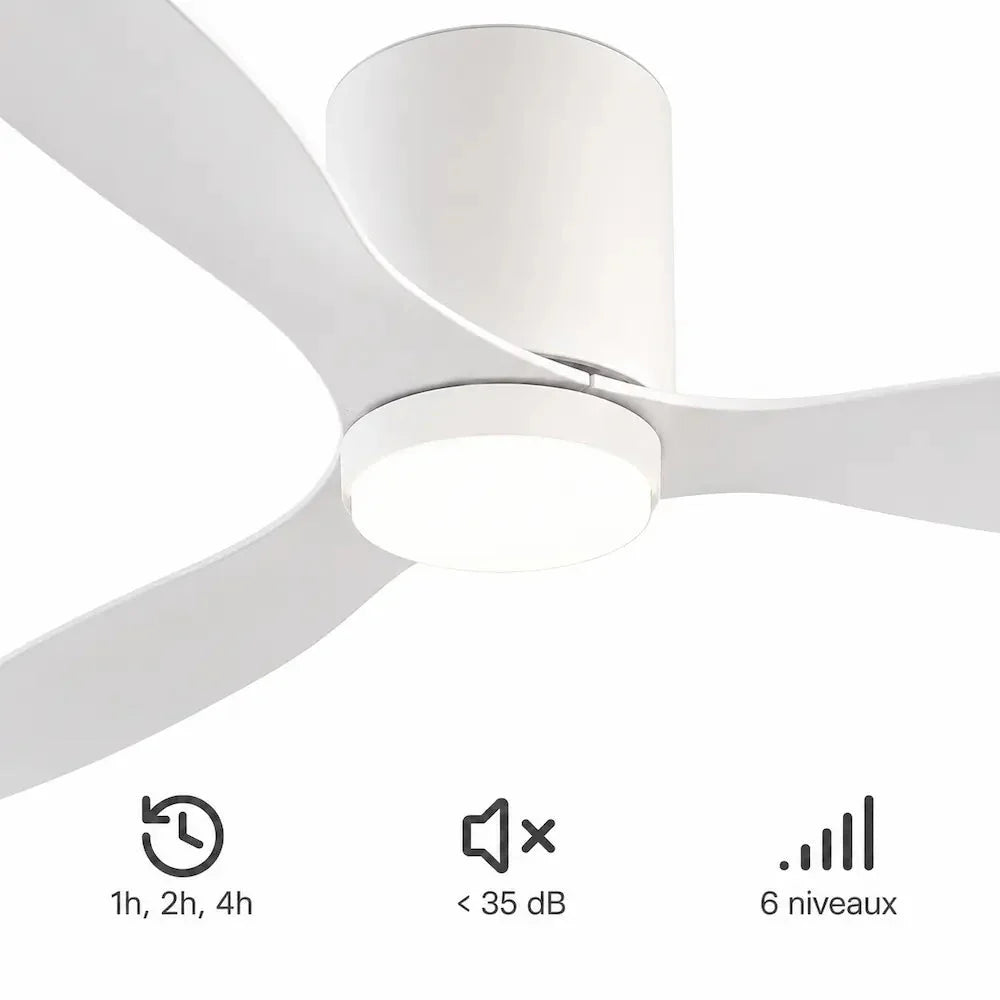 Ventilateur de Plafond Silencieux Blanc Moderne LED
