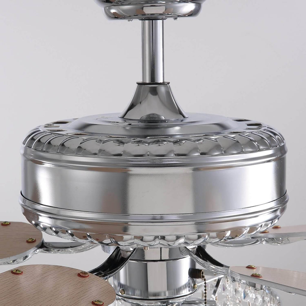 Ventilateur de Plafond Rond Cristal Argenté
