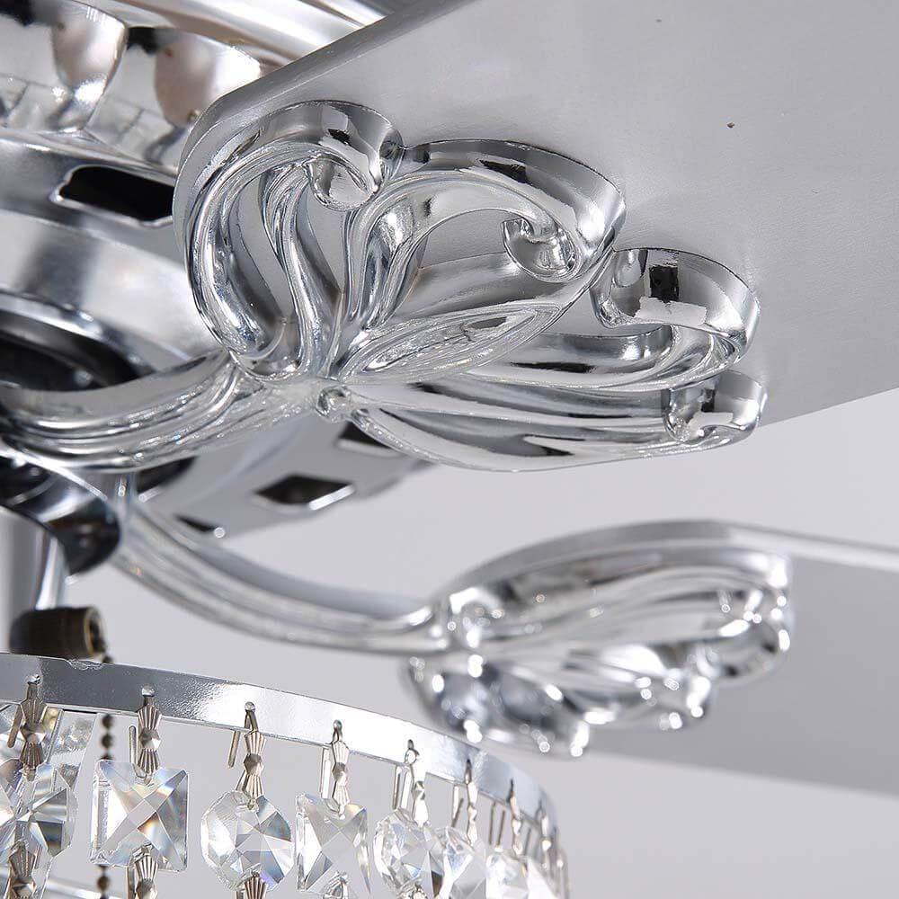 Ventilateur de Plafond Rond Cristal Argenté