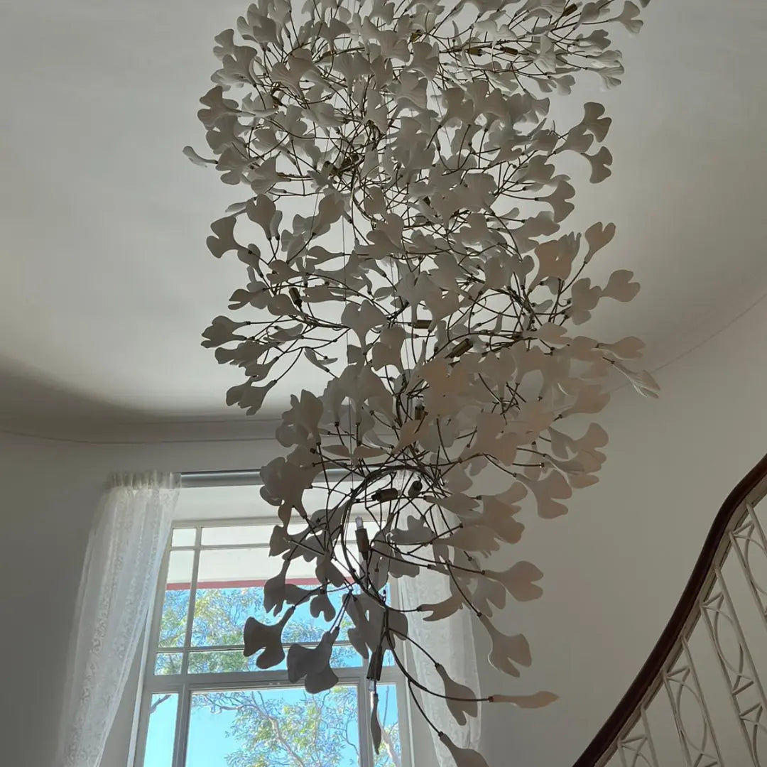 Lustre Floral Doré en Céramique