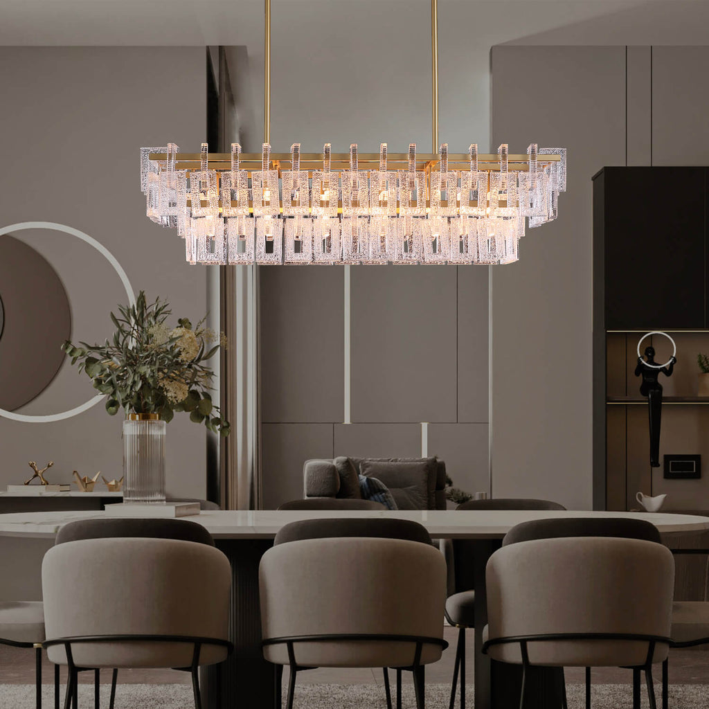 Lustre Rectangulaire Métal Salle à Manger