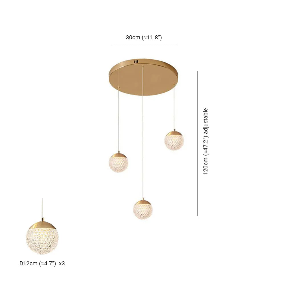 Lustre Bulle Doré en Acrylique