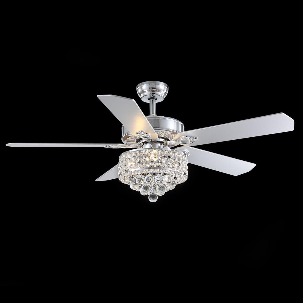 Ventilateur de Plafond Cristal Argenté 3 Lumières