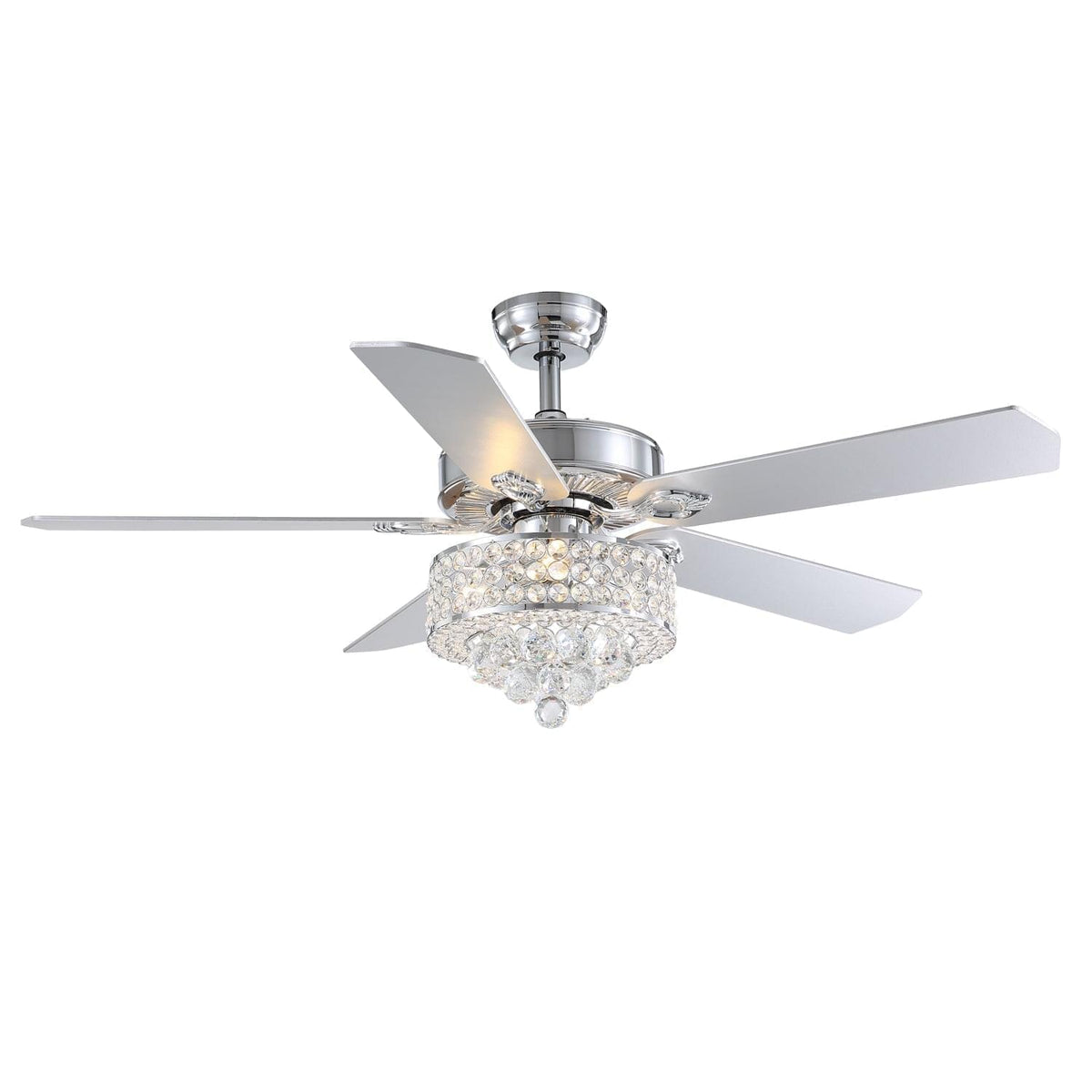 Ventilateur de Plafond Cristal Argenté 3 Lumières