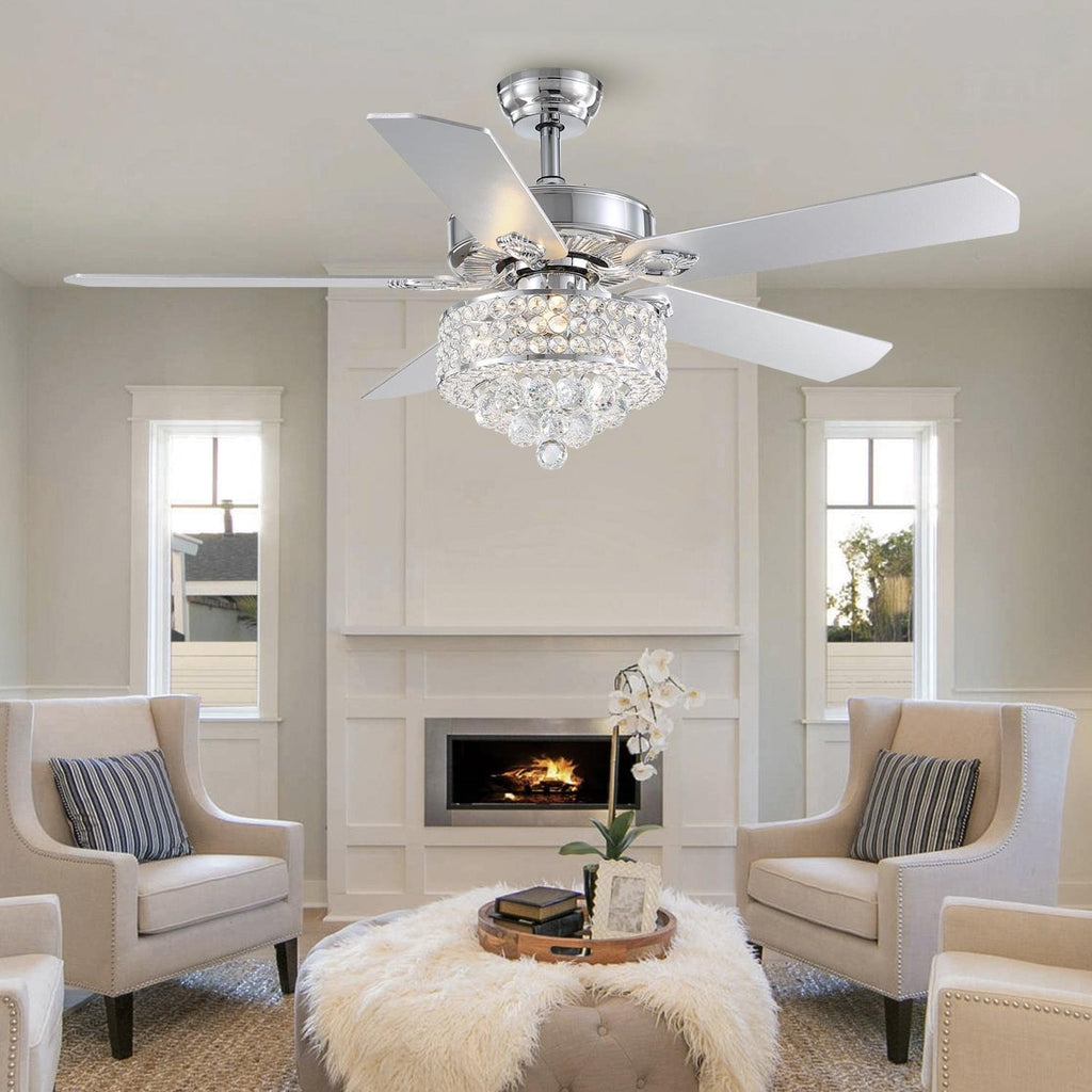 Ventilateur de Plafond Cristal Argenté 3 Lumières