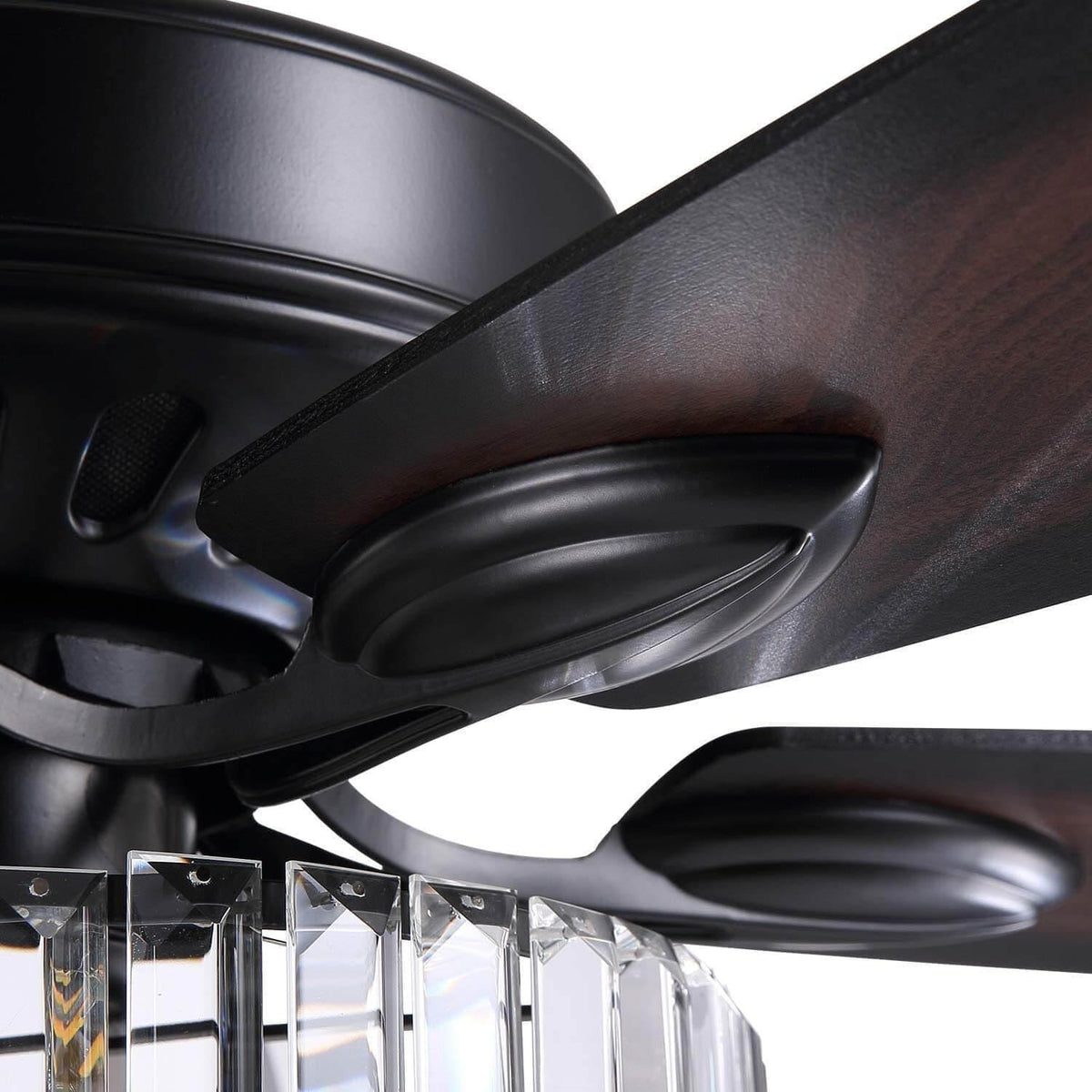 Ventilateur de Plafond Cristal Noir & Chrome