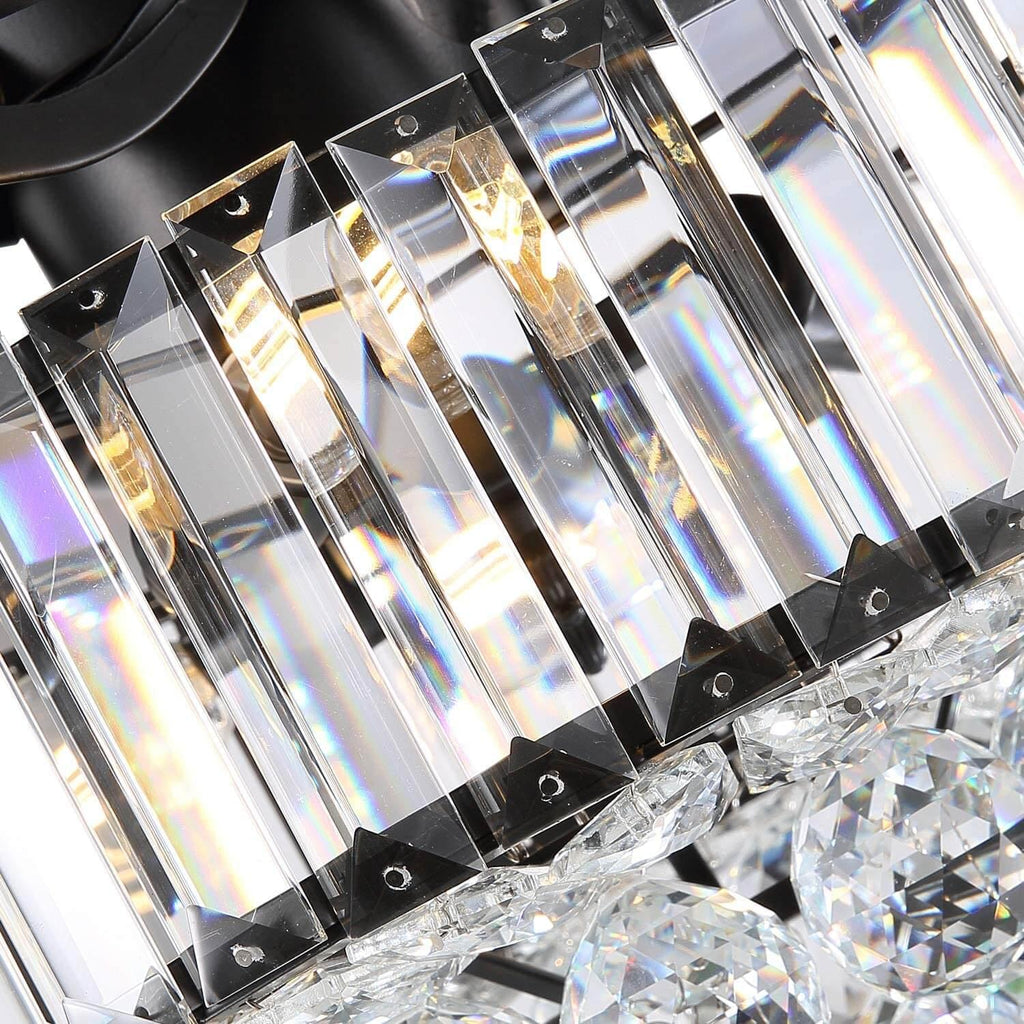 Ventilateur de Plafond Cristal Noir & Chrome