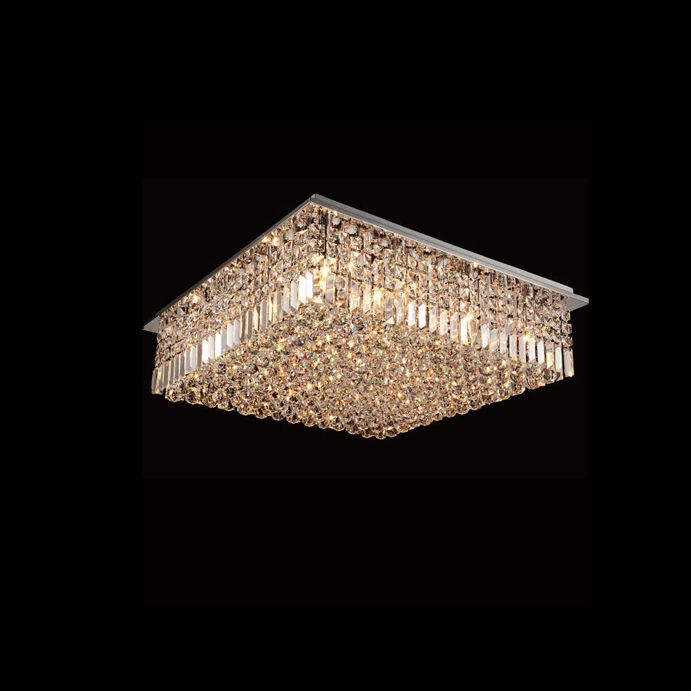 Lustre Rectangulaire Cristal Argenté 16 Lumières