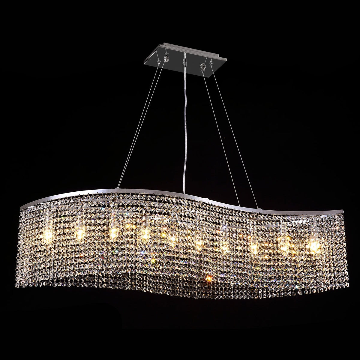 Lustre Rectangulaire Cristal Salle à Manger Vague