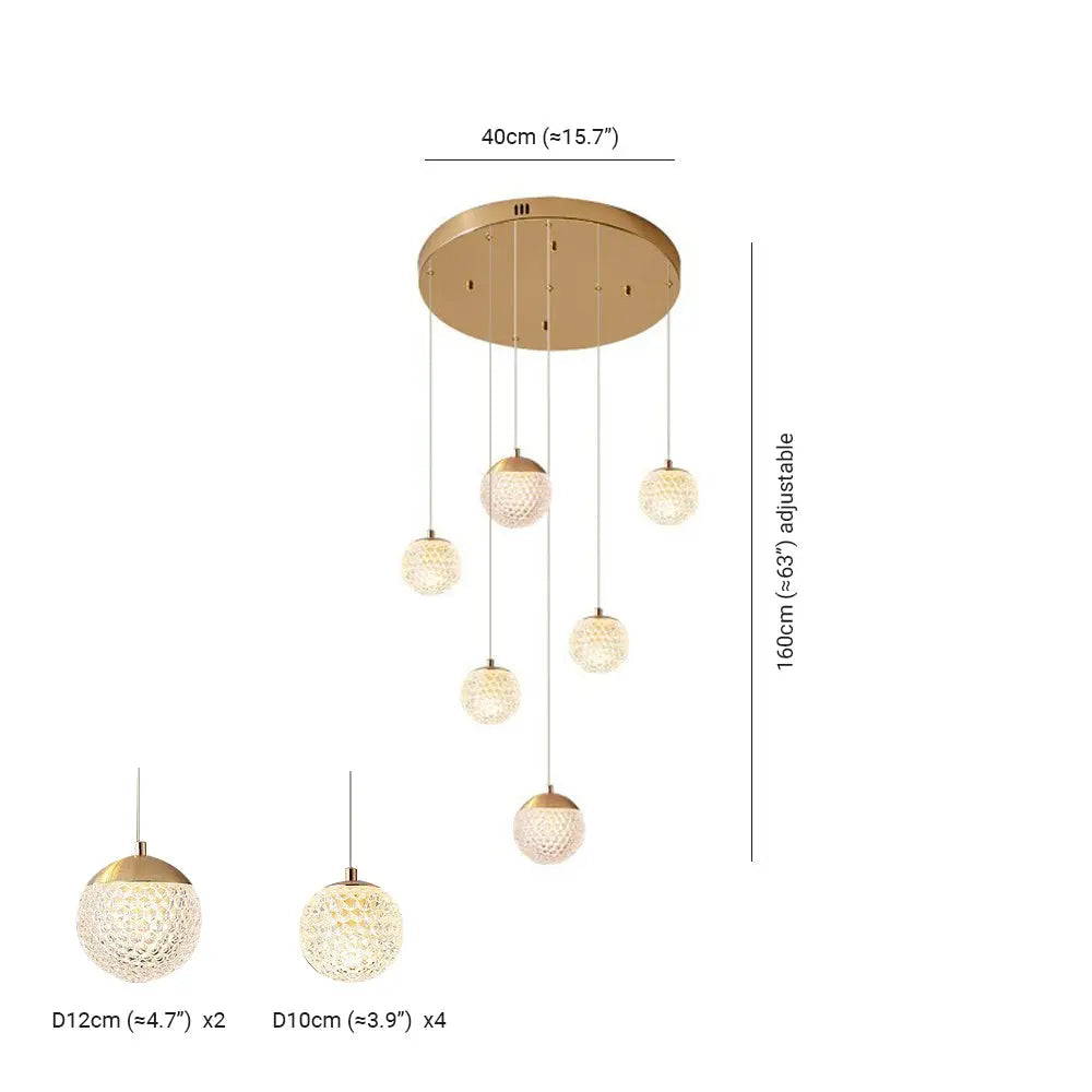 Lustre Bulle Doré en Acrylique