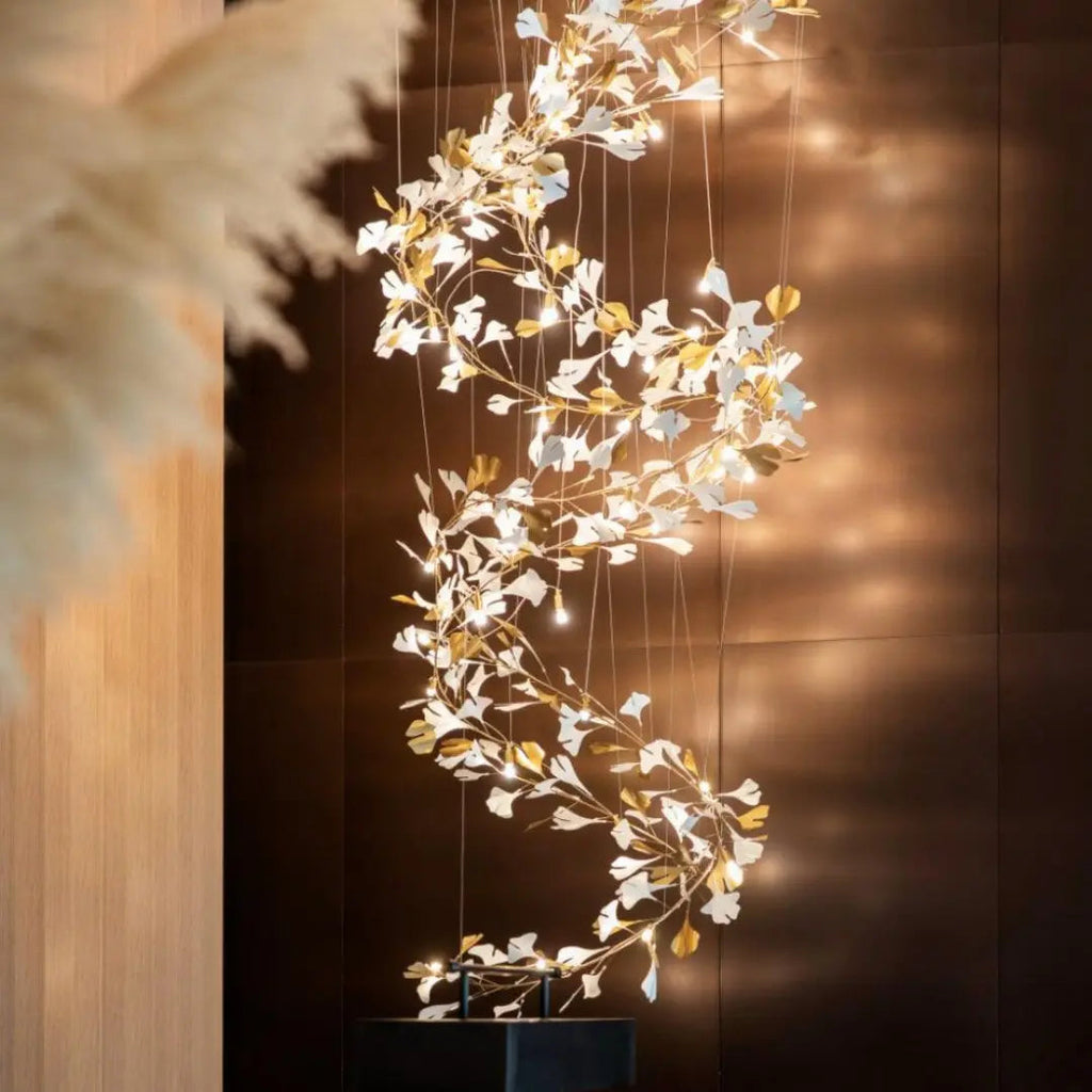 Lustre Floral Doré en Céramique