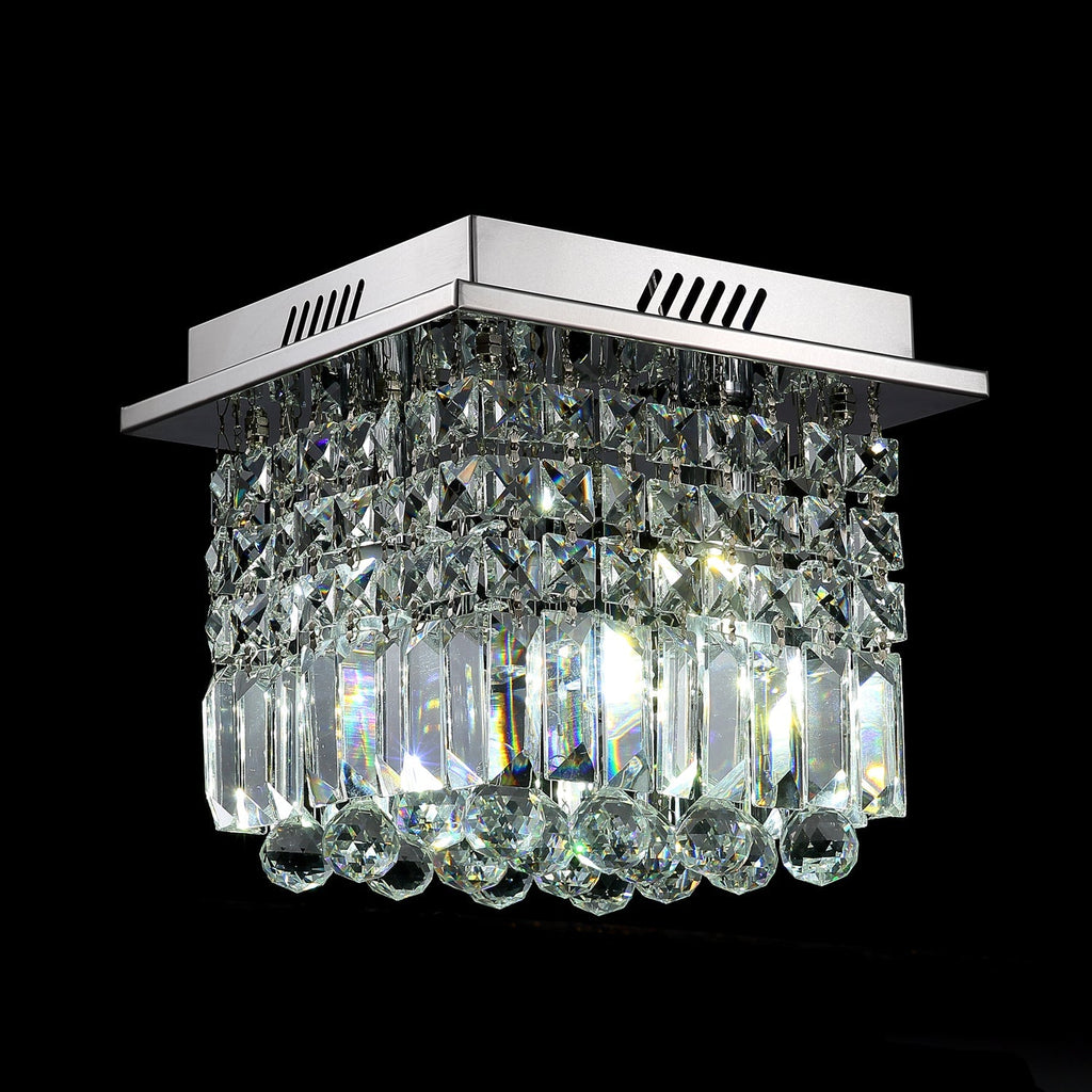 Plafonnier Carré Cristal Argenté