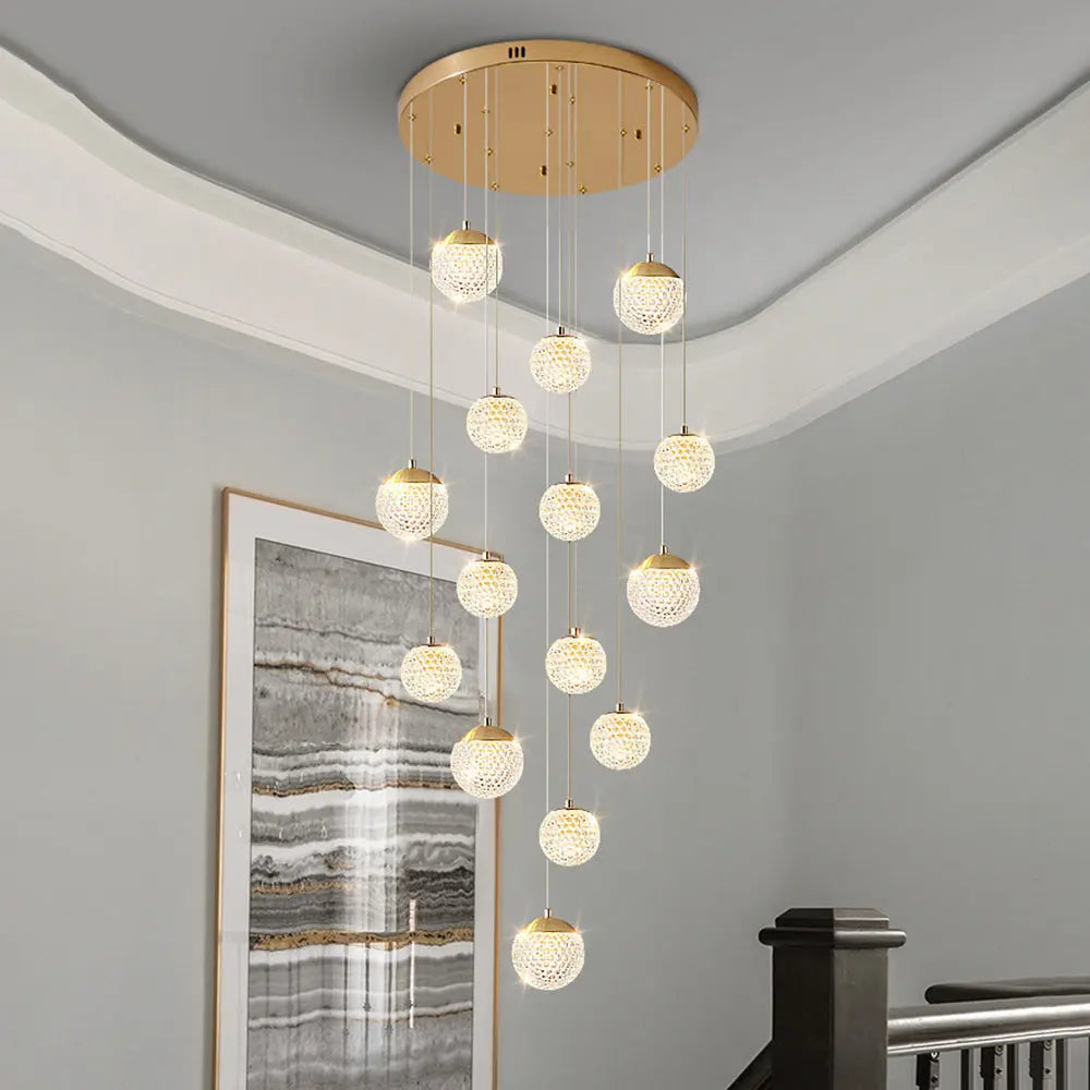 Lustre Bulle Doré en Acrylique