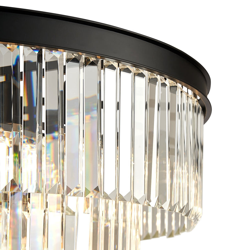 Lustre Rond Cristal Salle à Manger Noir