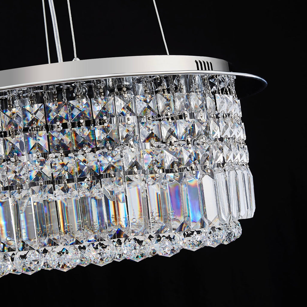 Lustre Rond Cristal Salle à Manger Tambour