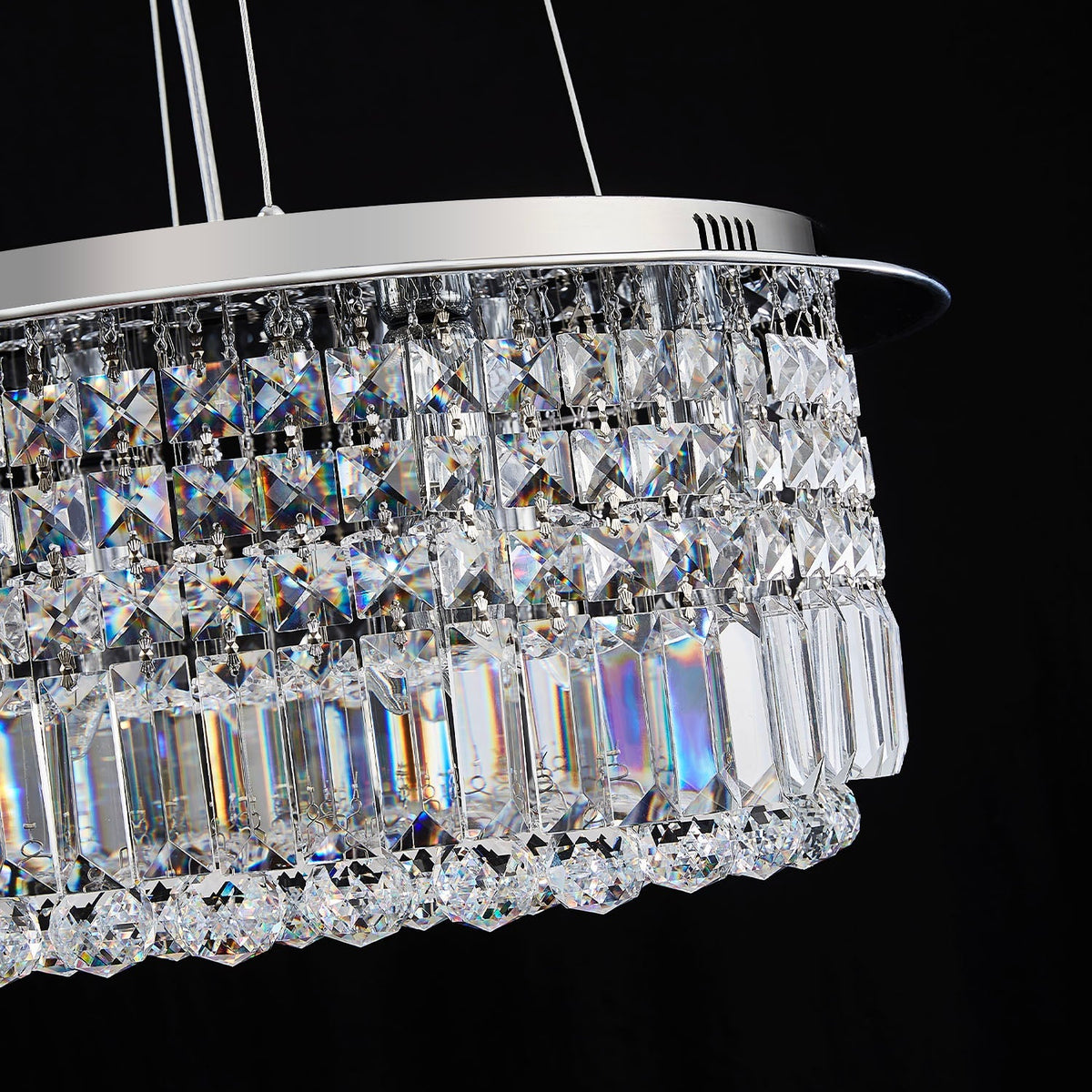 Lustre Rond Cristal Salle à Manger Tambour