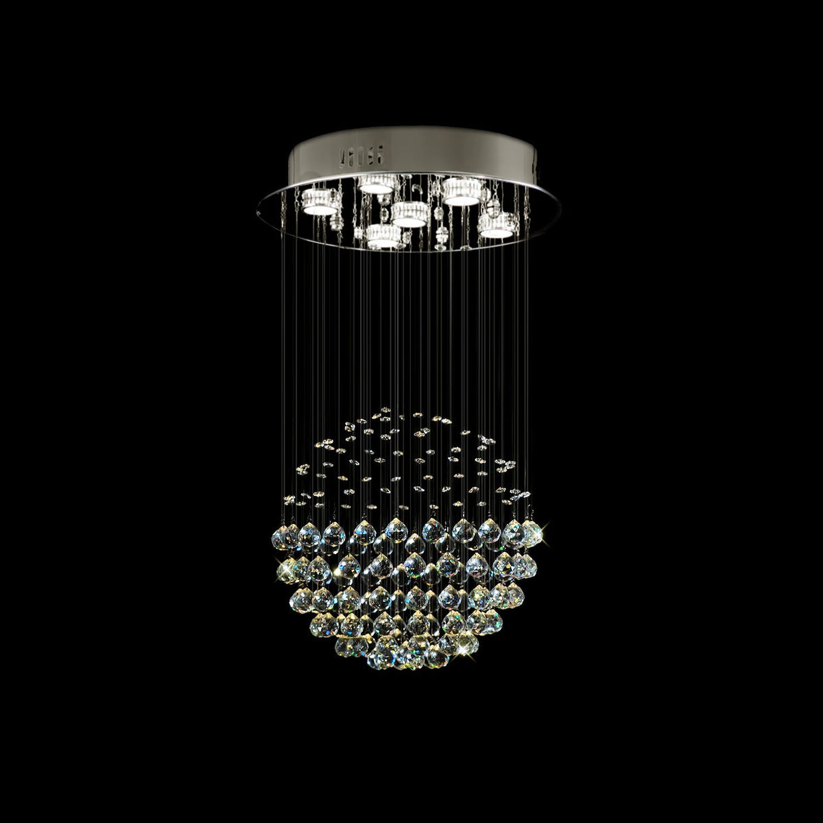 Lustre Sphère Cristal Argenté