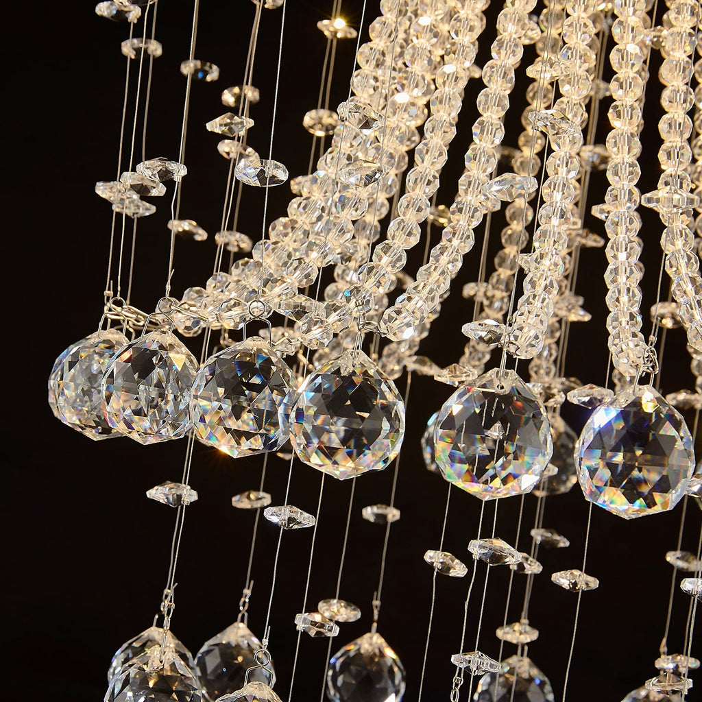 Lustre Rond Cristal Argenté Salon
