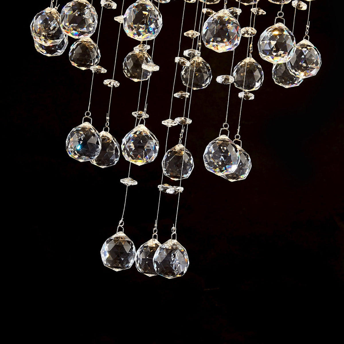 Lustre Rond Cristal Argenté Salon