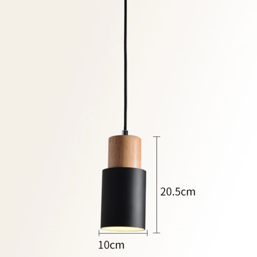 Suspension Cylindrique Bois et Métal Coloré