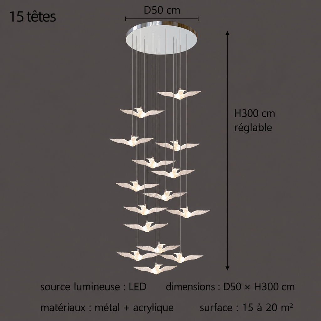 Suspension LED Oiseau Design Moderne