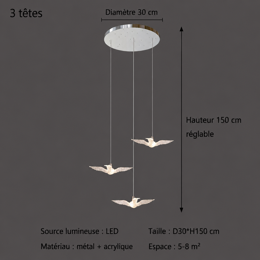 Suspension LED Oiseau Design Moderne