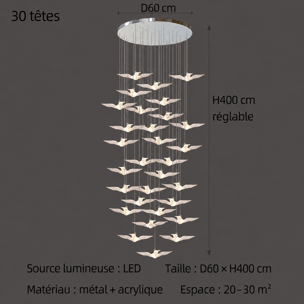 Suspension LED Oiseau Design Moderne