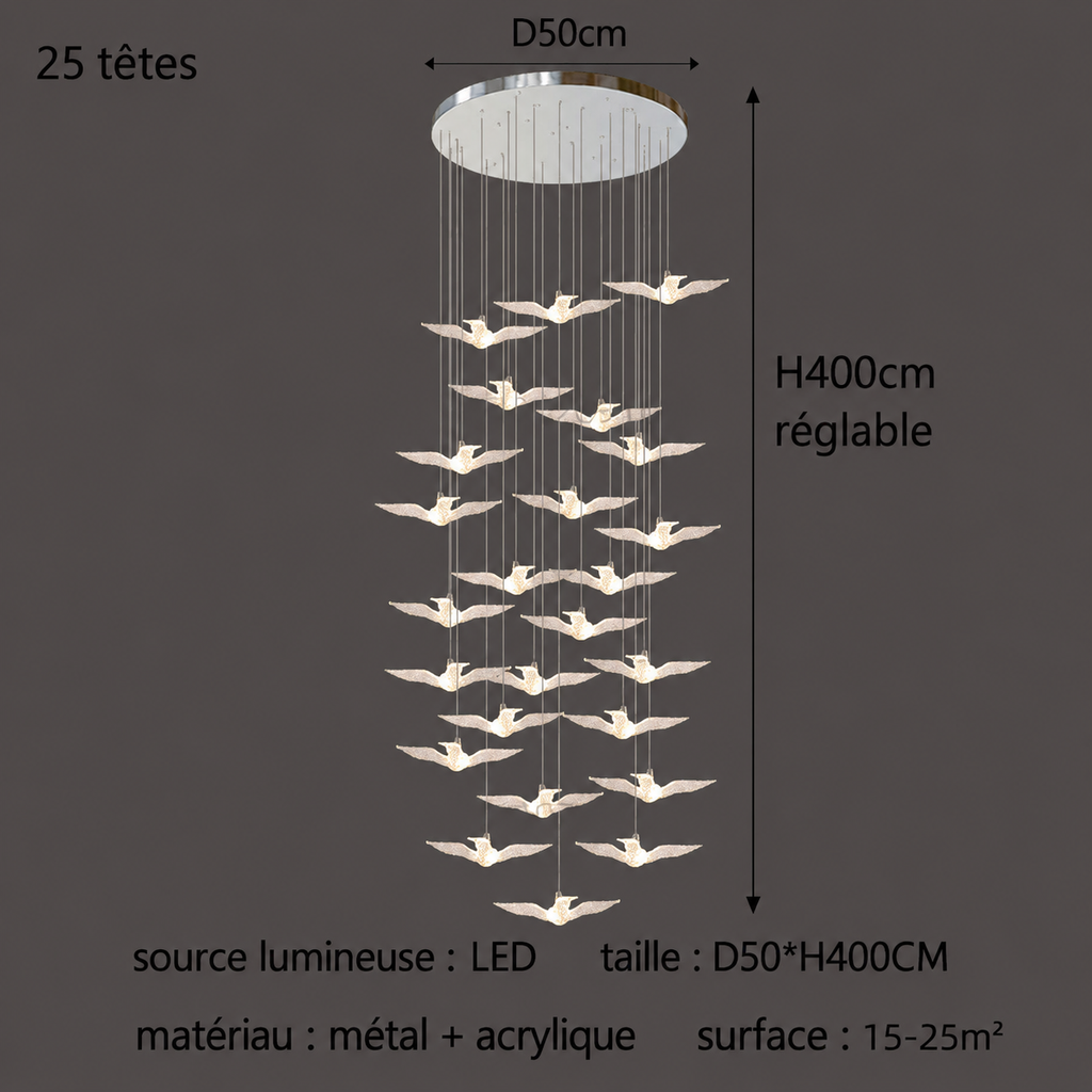 Suspension LED Oiseau Design Moderne